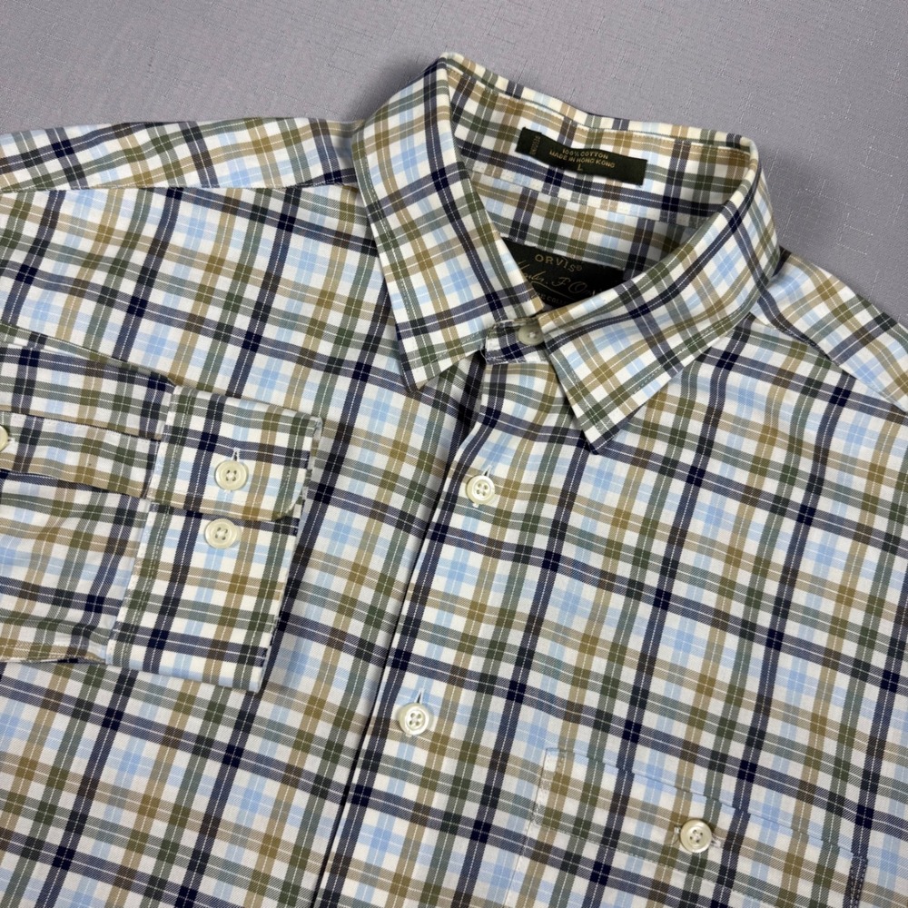 Orvis Charles F Orvis Signature Plaid Button Down Shirt Mens Large Blue Green